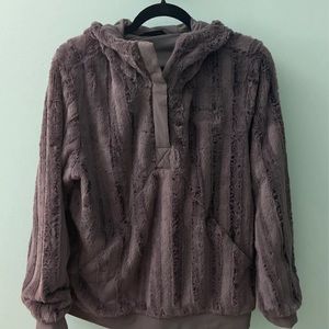 purple fur hoodie (NWT)